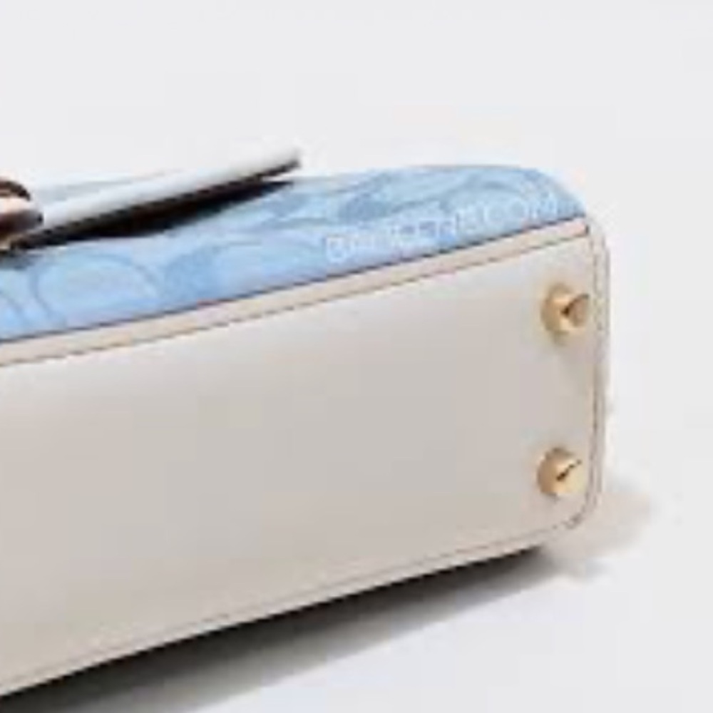 NWT Coach Kleo Top Handle In Signature Chambray blue and white leather Strap - Picture 7 of 8